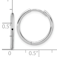 14K White Gold Polished Hinged Hoop Earrings-TF2303W