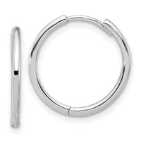 14K White Gold Polished Hinged Hoop Earrings-TF2303W
