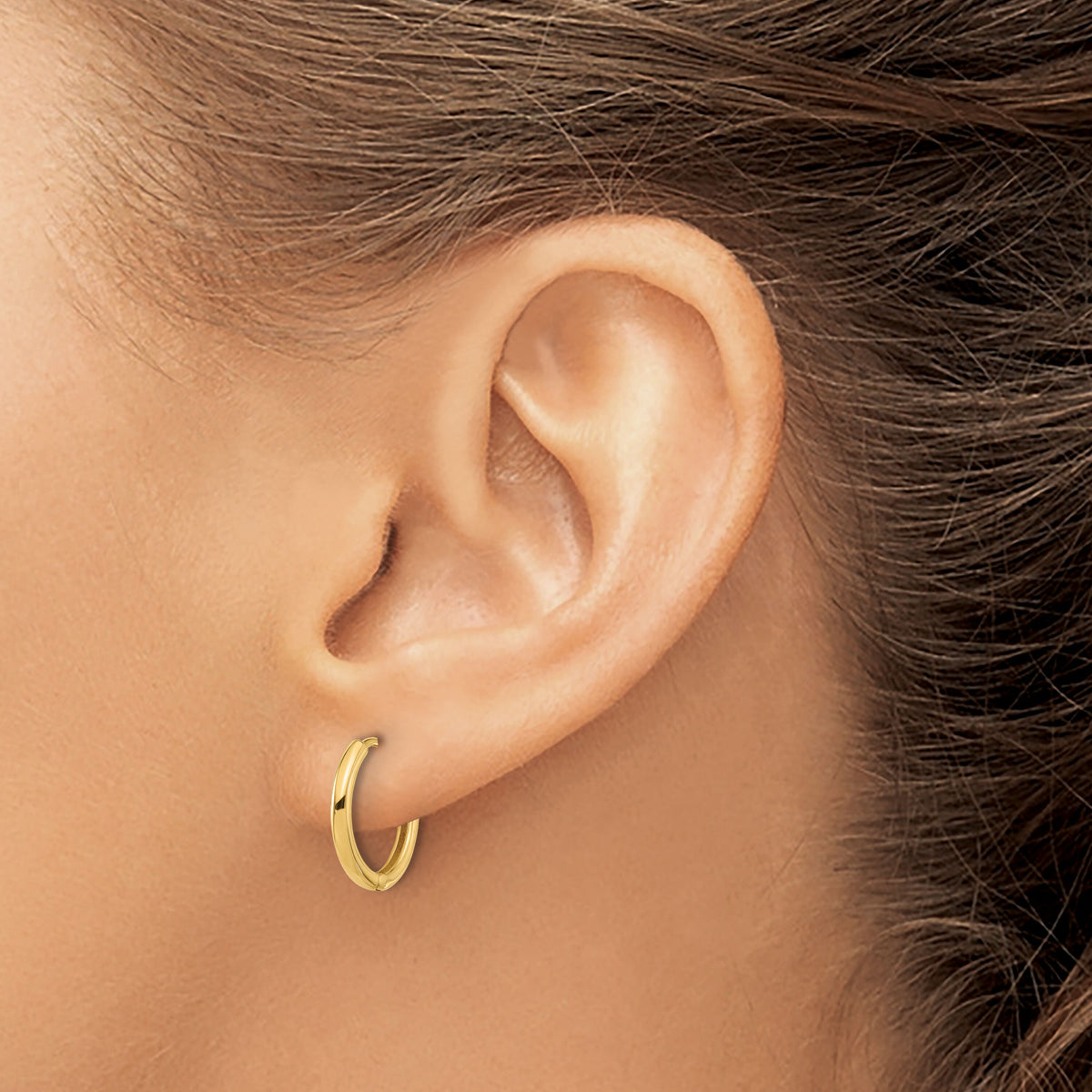 14K Polished Hinged Hoop Earrings-TF2304