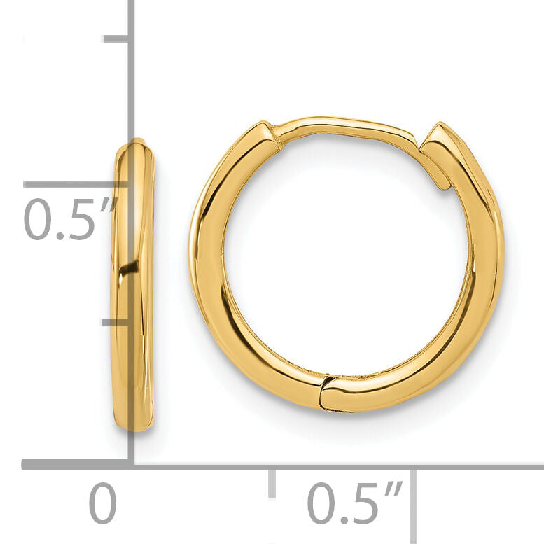 14K Polished Hinged Hoop Earrings-TF2304