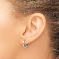 14K White Gold Polished Hinged Hoop Earrings-TF2304W