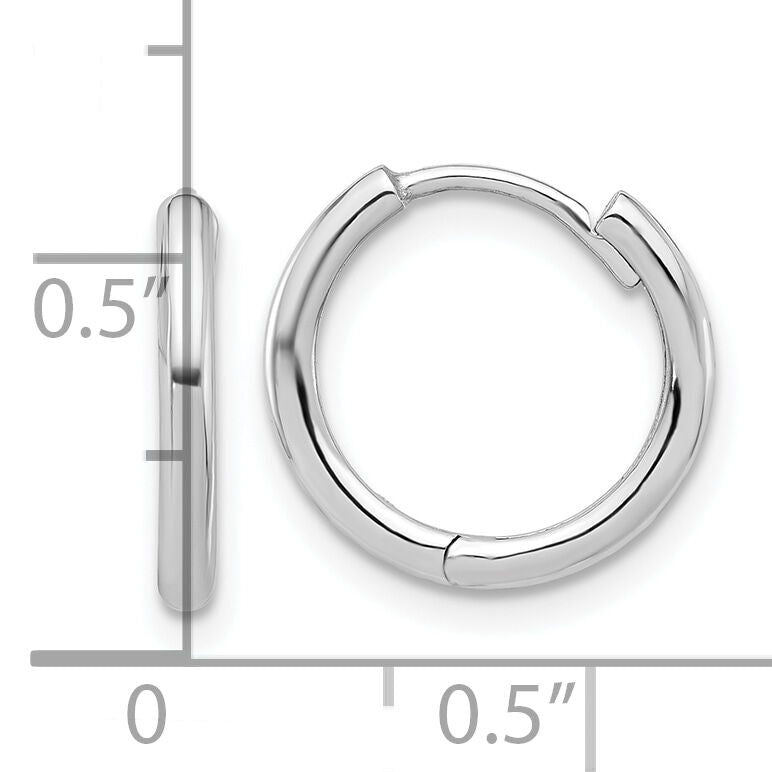14K White Gold Polished Hinged Hoop Earrings-TF2304W