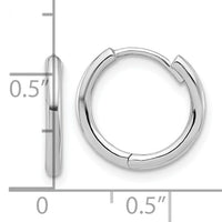 14K White Gold Polished Hinged Hoop Earrings-TF2304W
