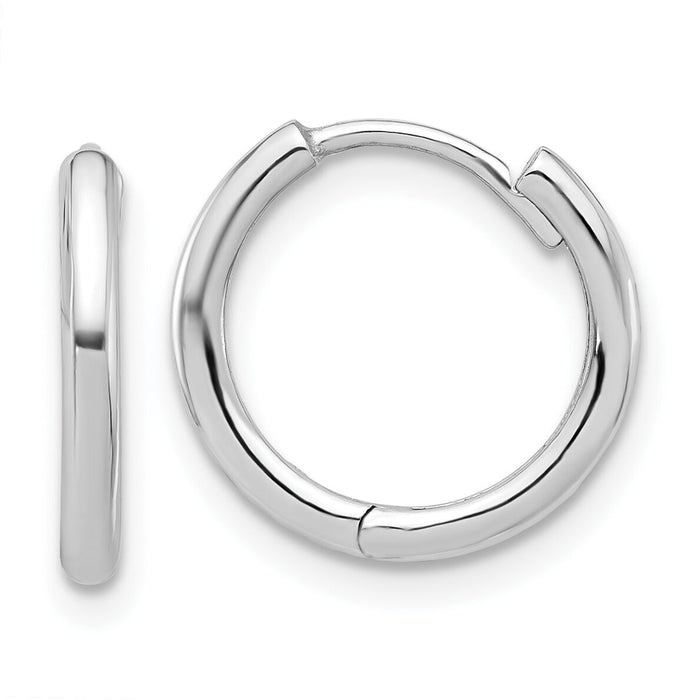 14K White Gold Polished Hinged Hoop Earrings-TF2304W
