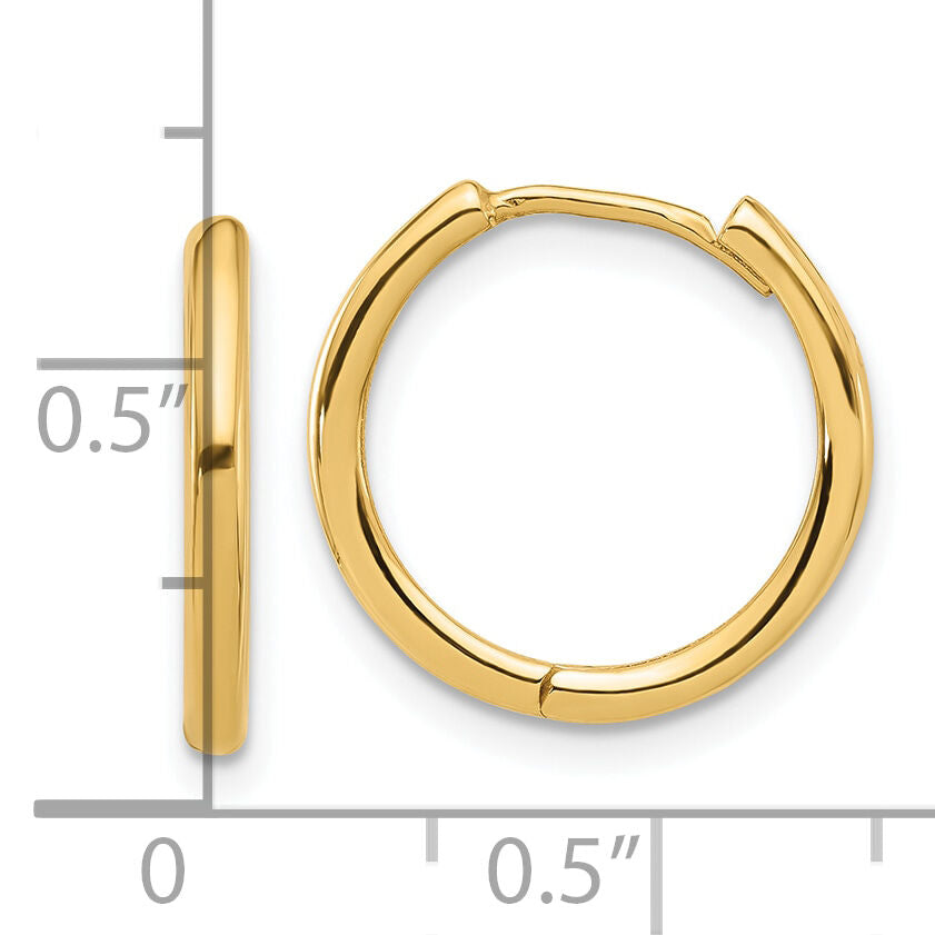 14K Polished Hinged Hoop Earrings-TF2305