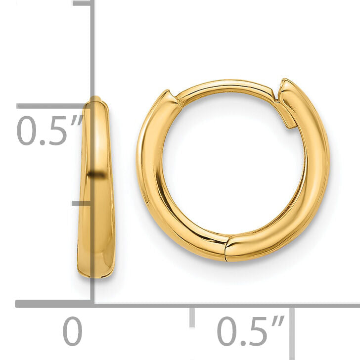 14K Polished Hinged Hoop Earrings-TF2306