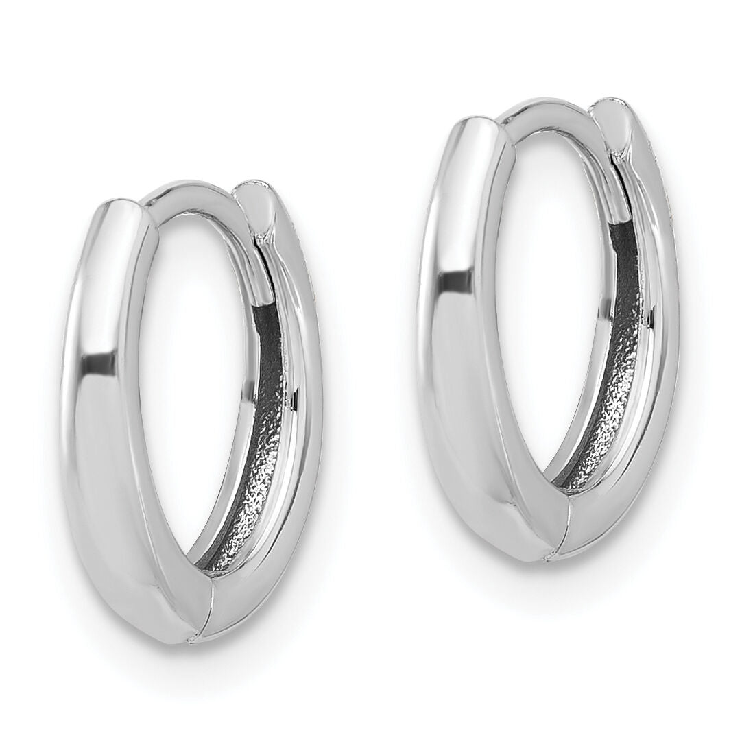 14K White Gold Polished Hinged Hoop Earrings-TF2306W