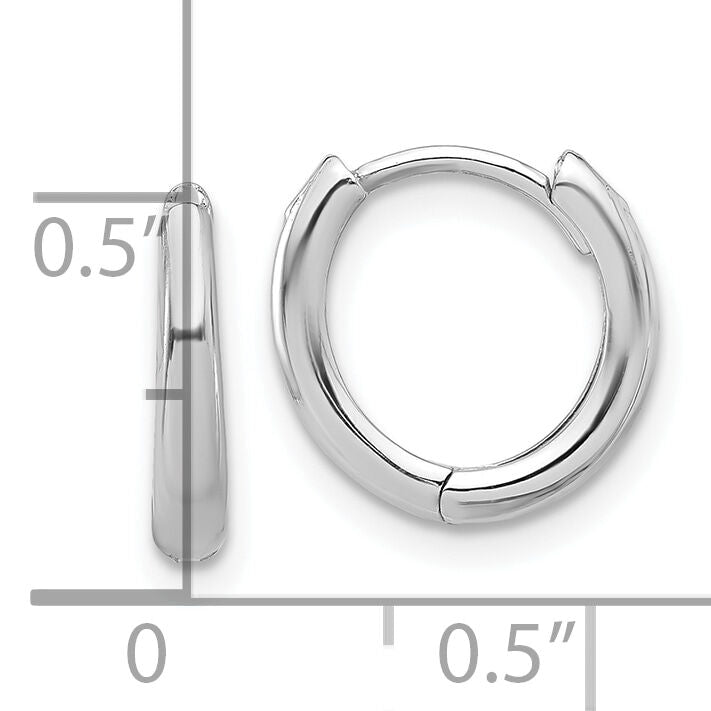 14K White Gold Polished Hinged Hoop Earrings-TF2306W