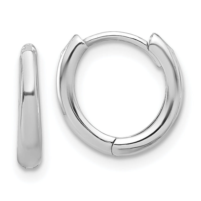 14K White Gold Polished Hinged Hoop Earrings-TF2306W