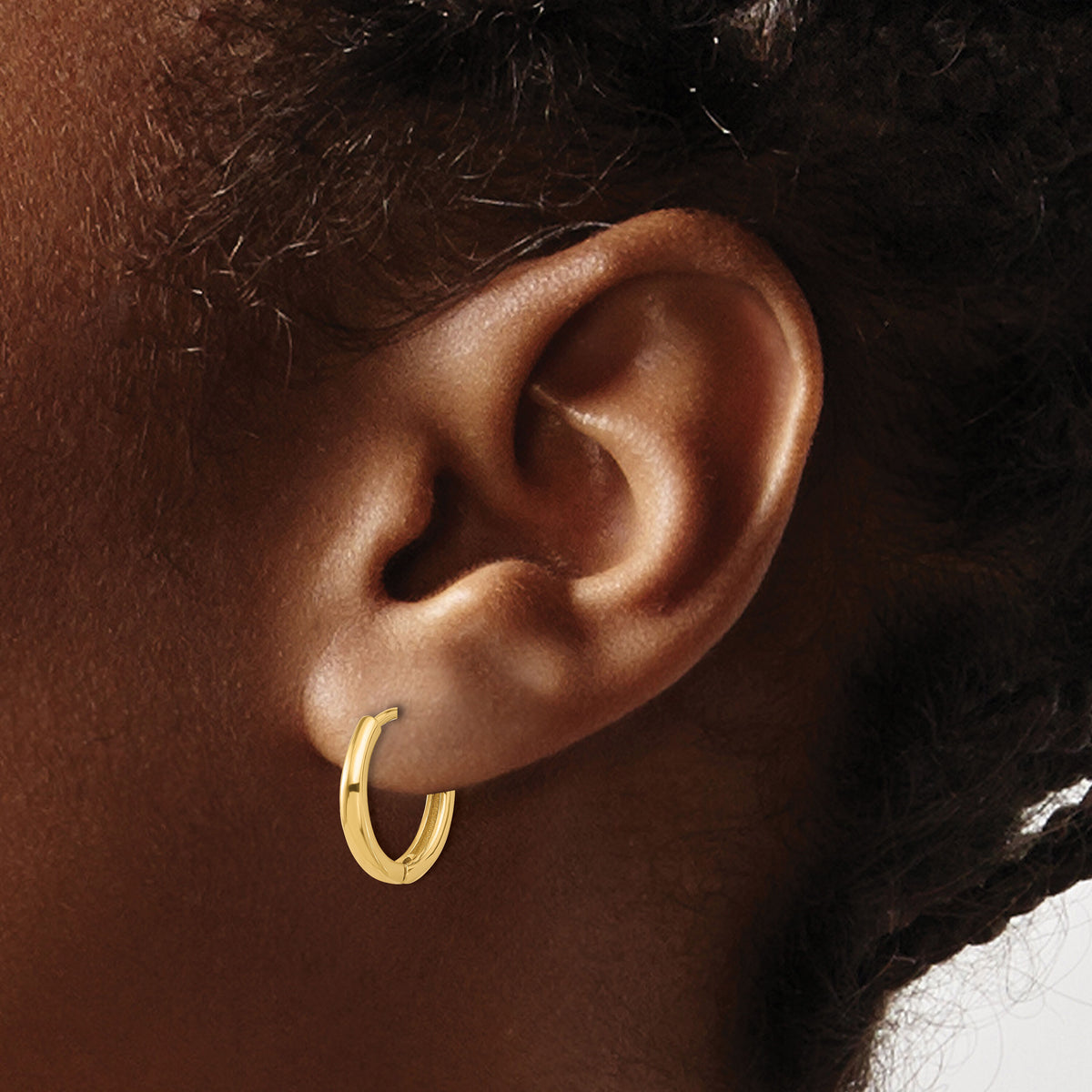 14K Polished Hinged Hoop Earrings-TF2307
