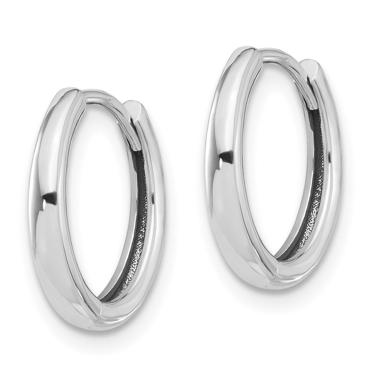 14K White Gold Polished Hinged Hoop Earrings-TF2307W