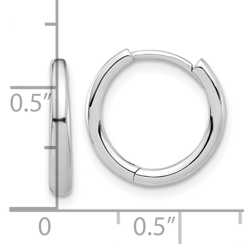 14K White Gold Polished Hinged Hoop Earrings-TF2307W