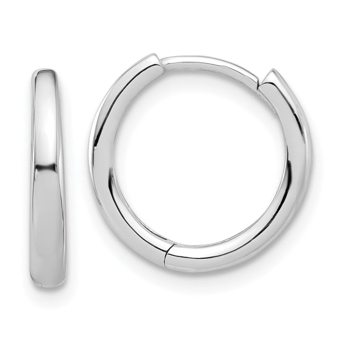 14K White Gold Polished Hinged Hoop Earrings-TF2307W
