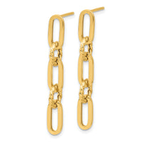 14K Polished Chain Link Dangle Post Earrings-TF2318