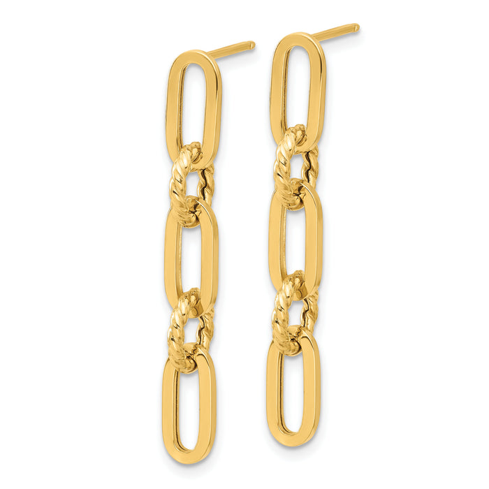 14K Polished Chain Link Dangle Post Earrings-TF2318