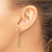 14K Polished Chain Link Dangle Post Earrings-TF2318