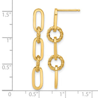 14K Polished Chain Link Dangle Post Earrings-TF2318