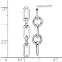 14K White Gold Polish and Twisted Chain Link Dangle Post Earrings-TF2318W