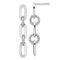 14K White Gold Polish and Twisted Chain Link Dangle Post Earrings-TF2318W