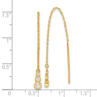 14K Polished CZ Threader Earrings-TF2321