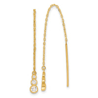 14K Polished CZ Threader Earrings-TF2321
