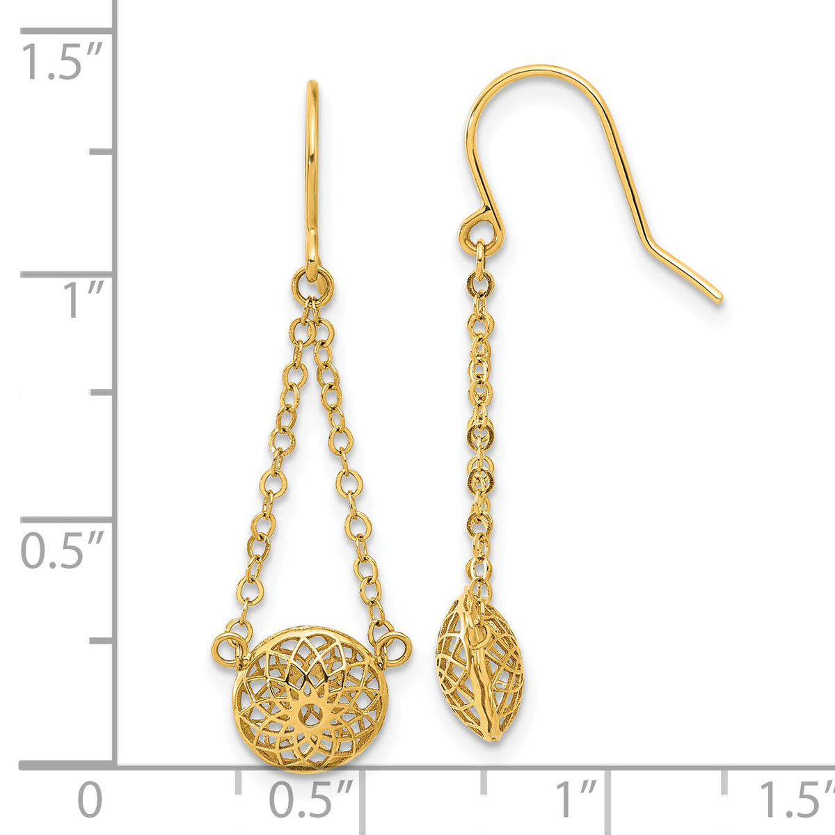 14k Polished Cut Out Hollow Dangle Earrings-TF2322