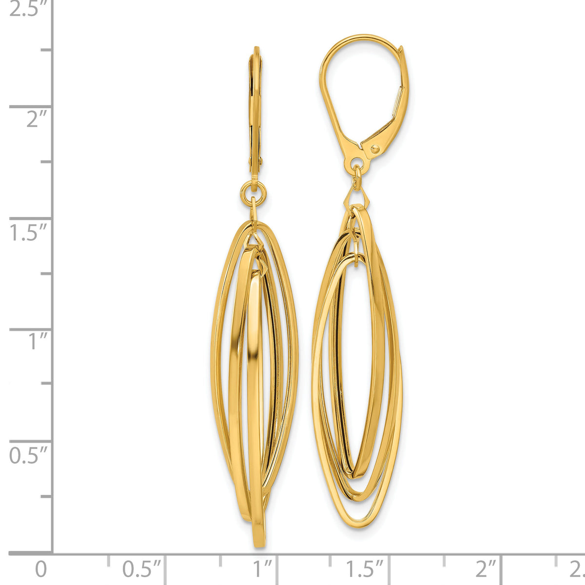 14k Polished Oval Twisted Dangle Leverback Earrings-TF2324