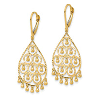 14K Polished and Diamond-cut Chandelier Style Dangle Earrings-TF2329