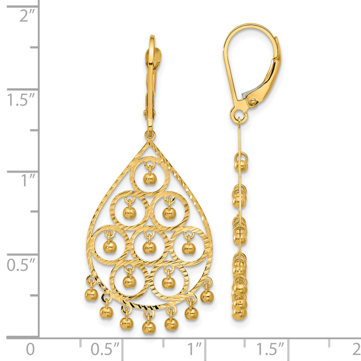 14K Polished and Diamond-cut Chandelier Style Dangle Earrings-TF2329