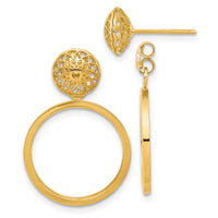 14k Polished Cut Out Hollow Dangle Circle Post Earrings-TF2330
