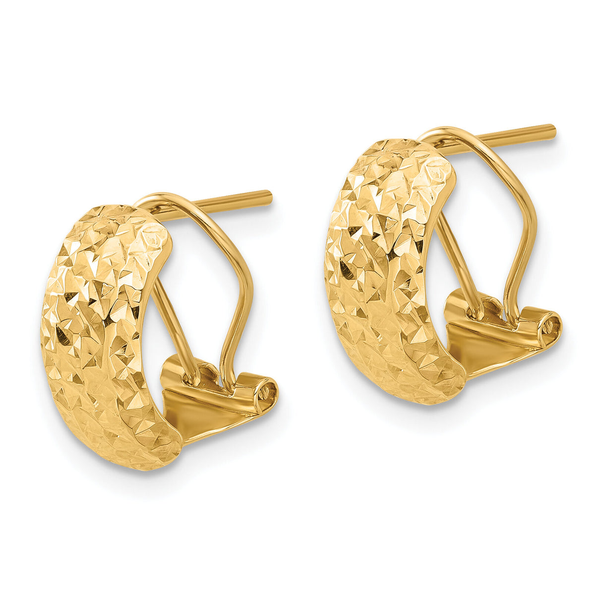 14K Polished and Diamond-cut Omega Back Earrings-TF2334