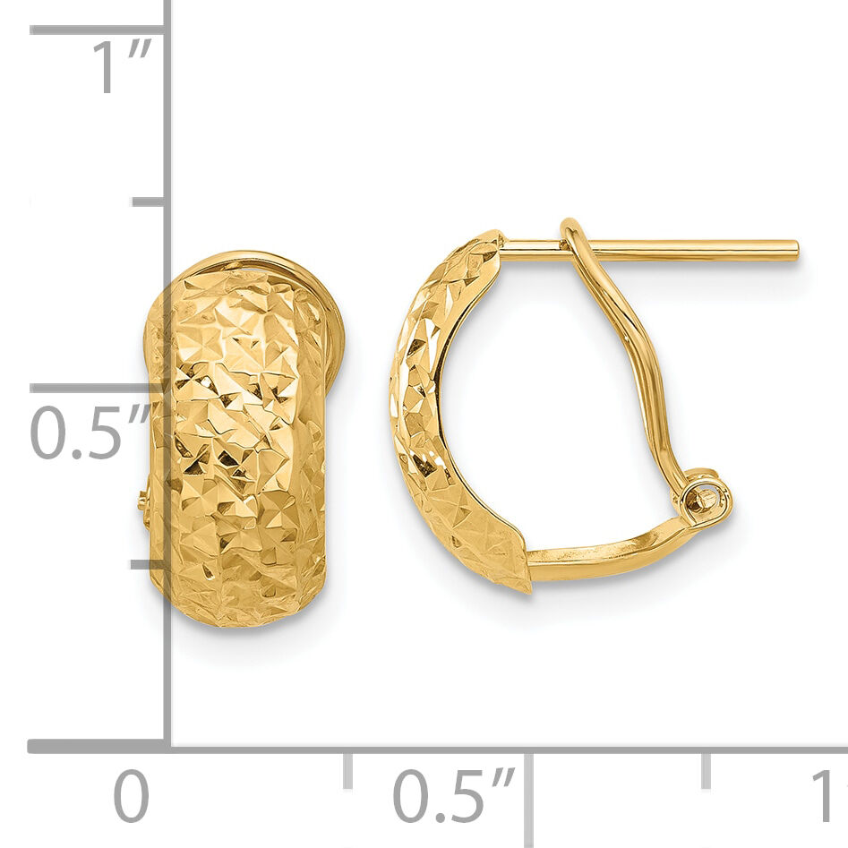 14K Polished and Diamond-cut Omega Back Earrings-TF2334