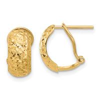 14K Polished and Diamond-cut Omega Back Earrings-TF2334