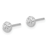14K White Gold Polished and Diamond-cut 4.5mm Button Post Earrings-TF2335W