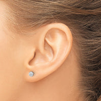 14K White Gold Polished and Diamond-cut 4.5mm Button Post Earrings-TF2335W