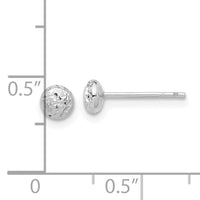14K White Gold Polished and Diamond-cut 4.5mm Button Post Earrings-TF2335W