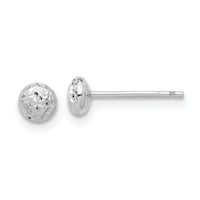14K White Gold Polished and Diamond-cut 4.5mm Button Post Earrings-TF2335W