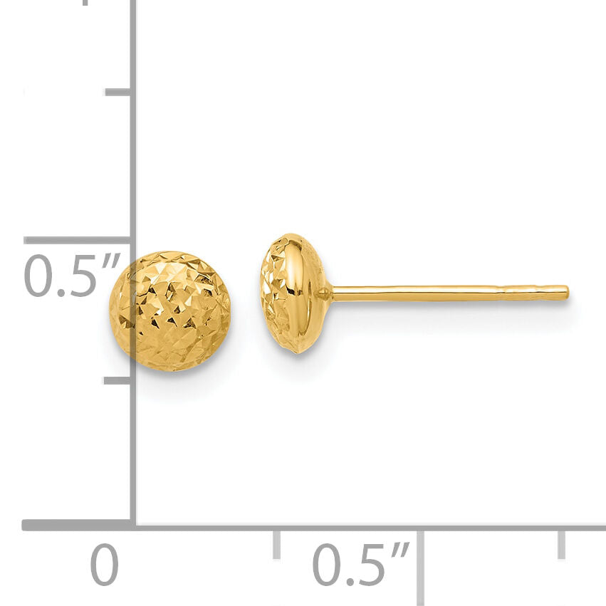 14K Polished and Diamond-cut 5.5mm Button Post Earrings-TF2336