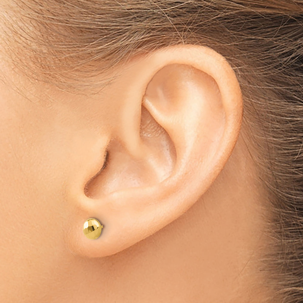 14K Polished and Diamond-cut 5.5mm Button Post Earrings-TF2338