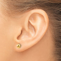 14K Polished and Diamond-cut 5.5mm Button Post Earrings-TF2338
