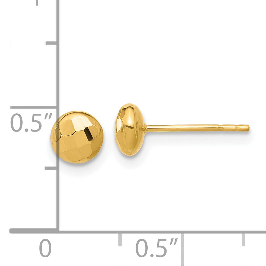 14K Polished and Diamond-cut 5.5mm Button Post Earrings-TF2338