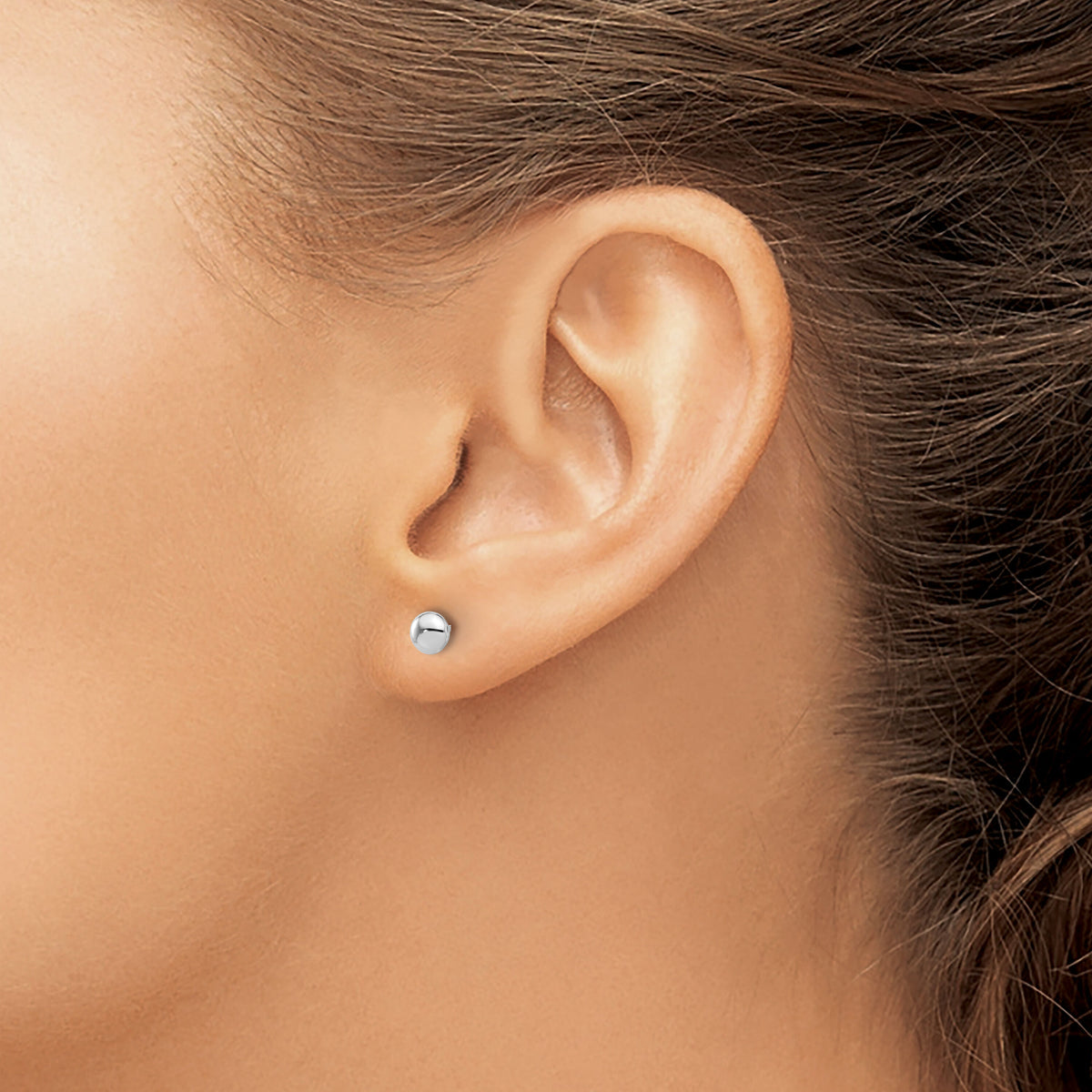 14K White Gold Polished 4.5mm Button Post Earrings-TF2339W
