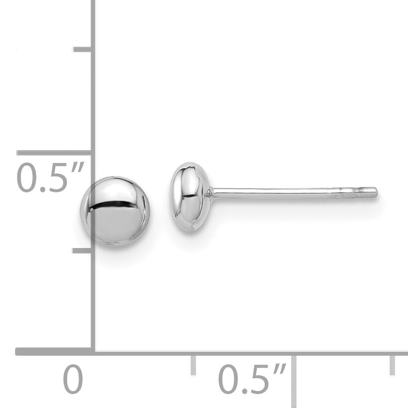 14K White Gold Polished 4.5mm Button Post Earrings-TF2339W