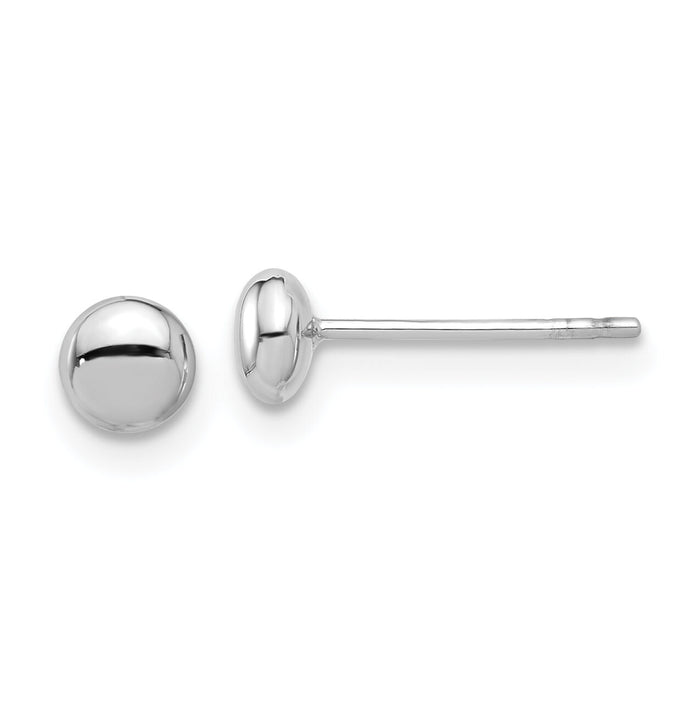 14K White Gold Polished 4.5mm Button Post Earrings-TF2339W