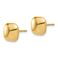 14K Polished 10mm Puffed Square Post Earrings-TF2341