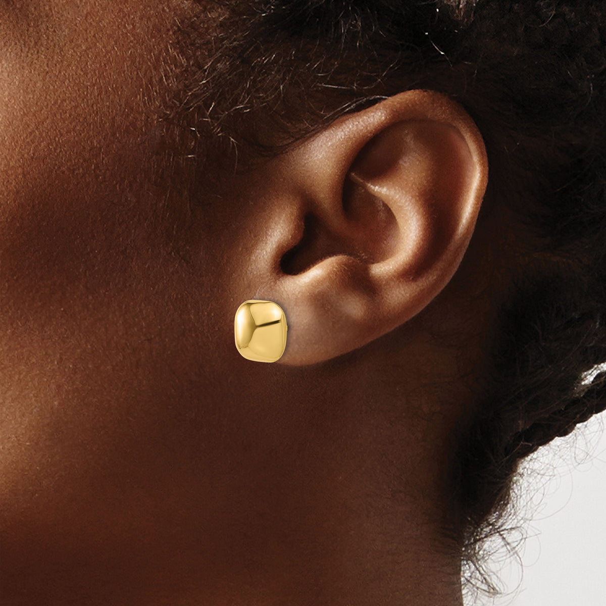 14K Polished 10mm Puffed Square Post Earrings-TF2341