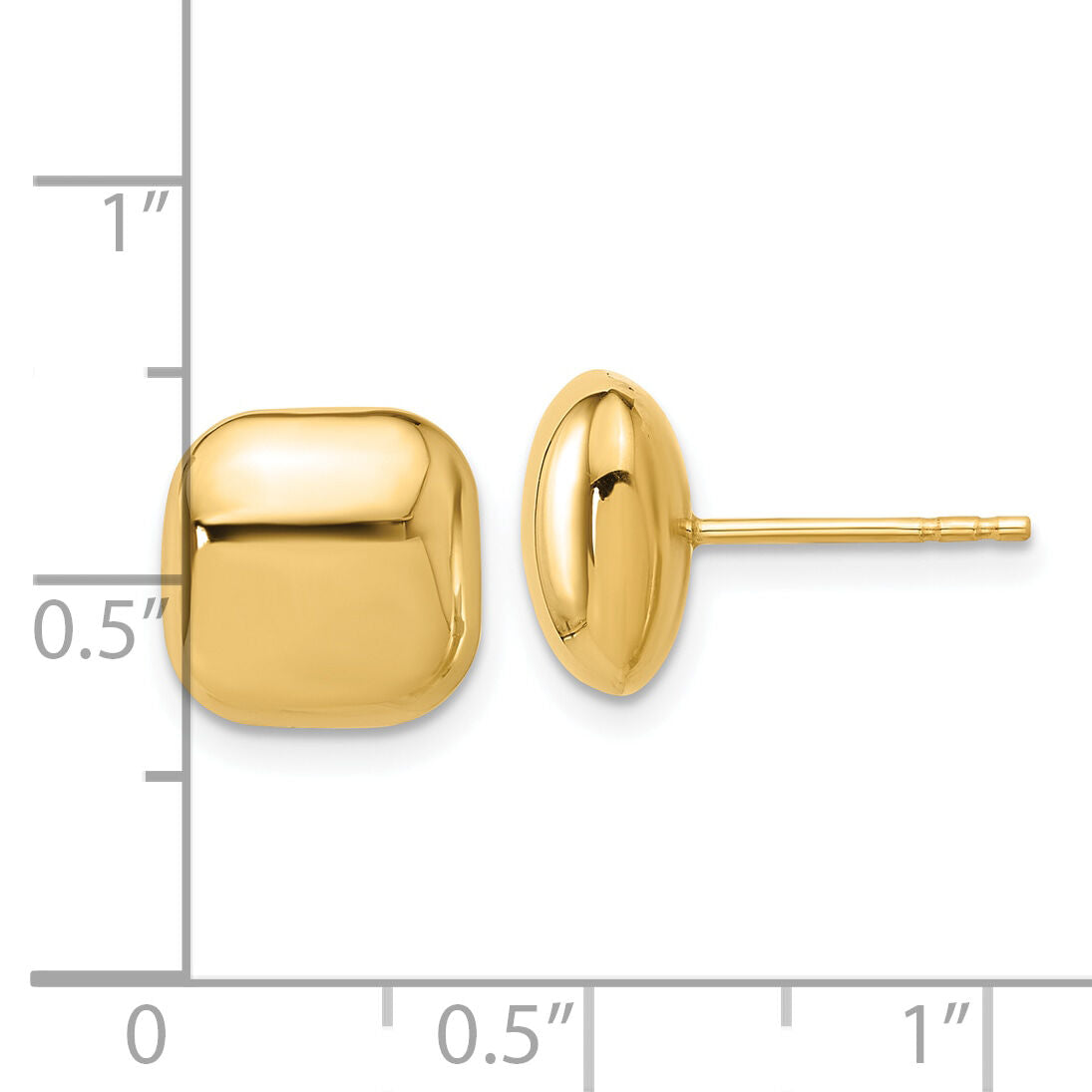 14K Polished 10mm Puffed Square Post Earrings-TF2341