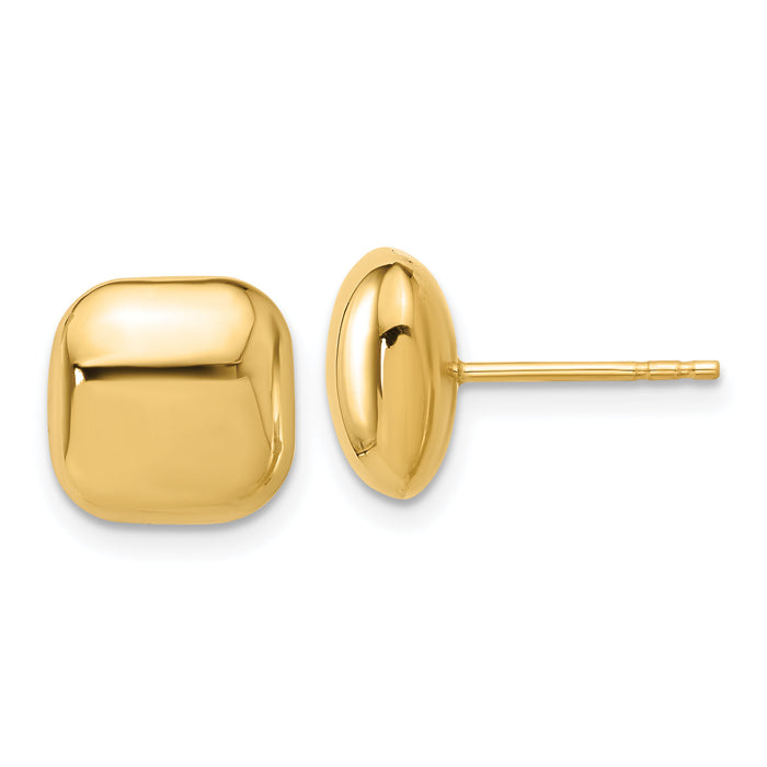 14K Polished 10mm Puffed Square Post Earrings-TF2341