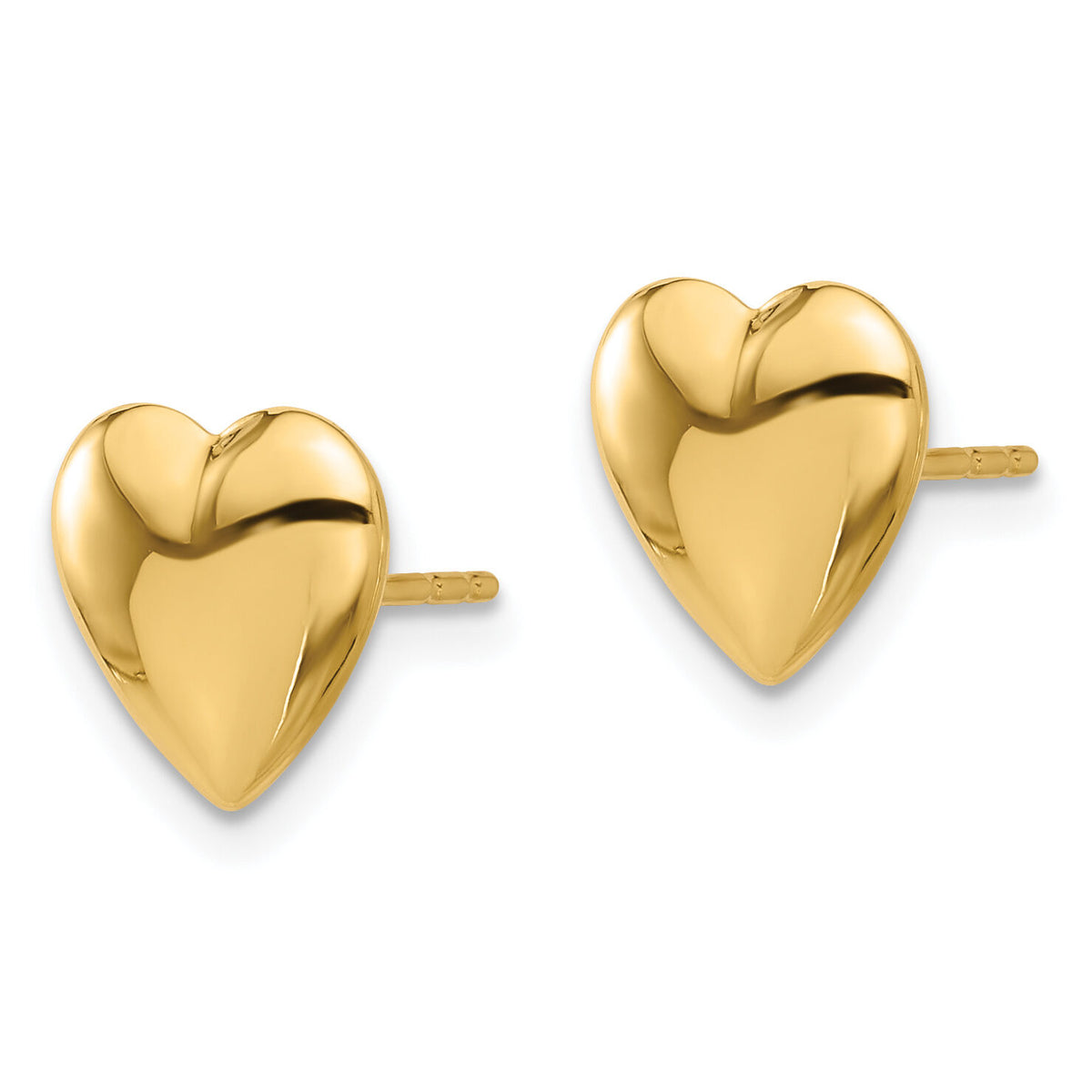 14K Polished Puffed Heart Post Earrings-TF2360