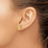14K Polished Puffed Heart Post Earrings-TF2360